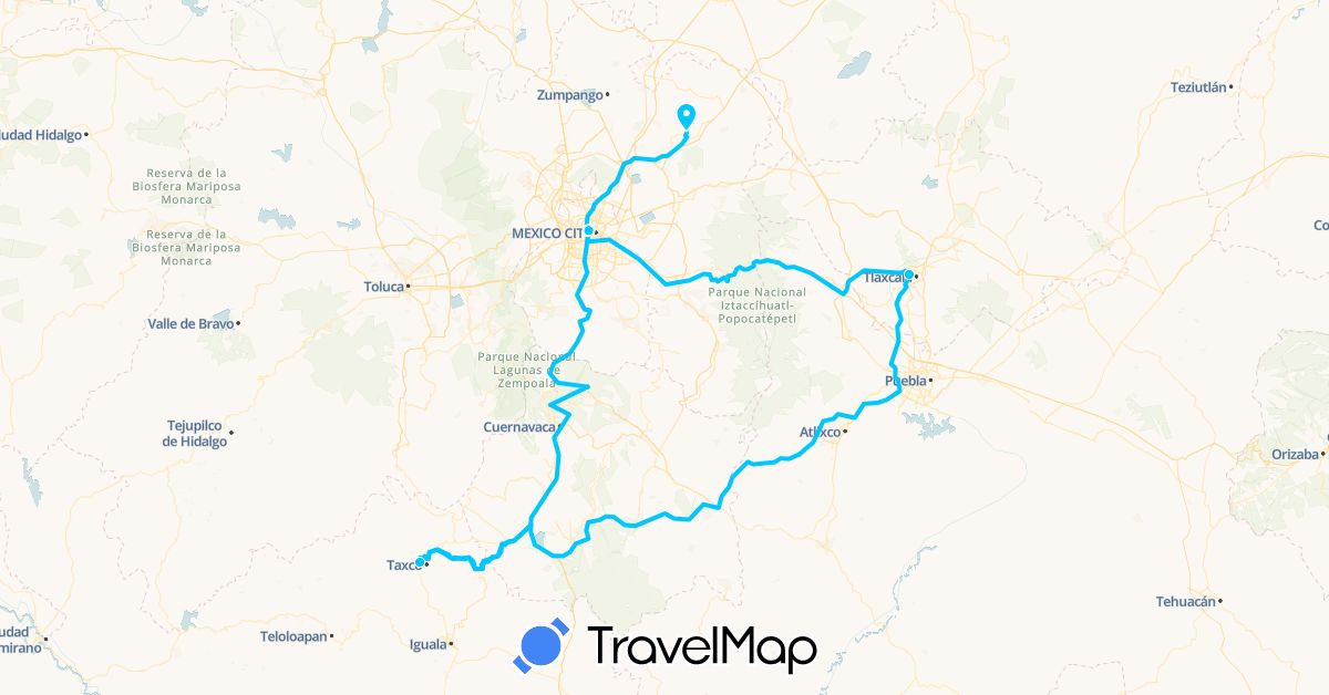 TravelMap itinerary: driving, roadtrip in Mexico (North America)