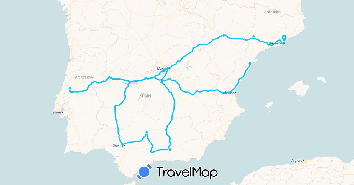 TravelMap itinerary: driving, roadtrip in Spain, Portugal (Europe)