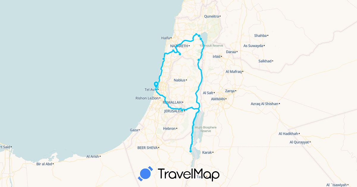 TravelMap itinerary: driving, roadtrip in Israel (Asia)