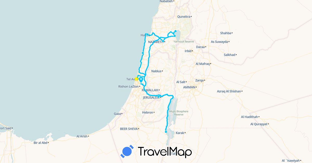 TravelMap itinerary: driving, roadtrip in Israel (Asia)