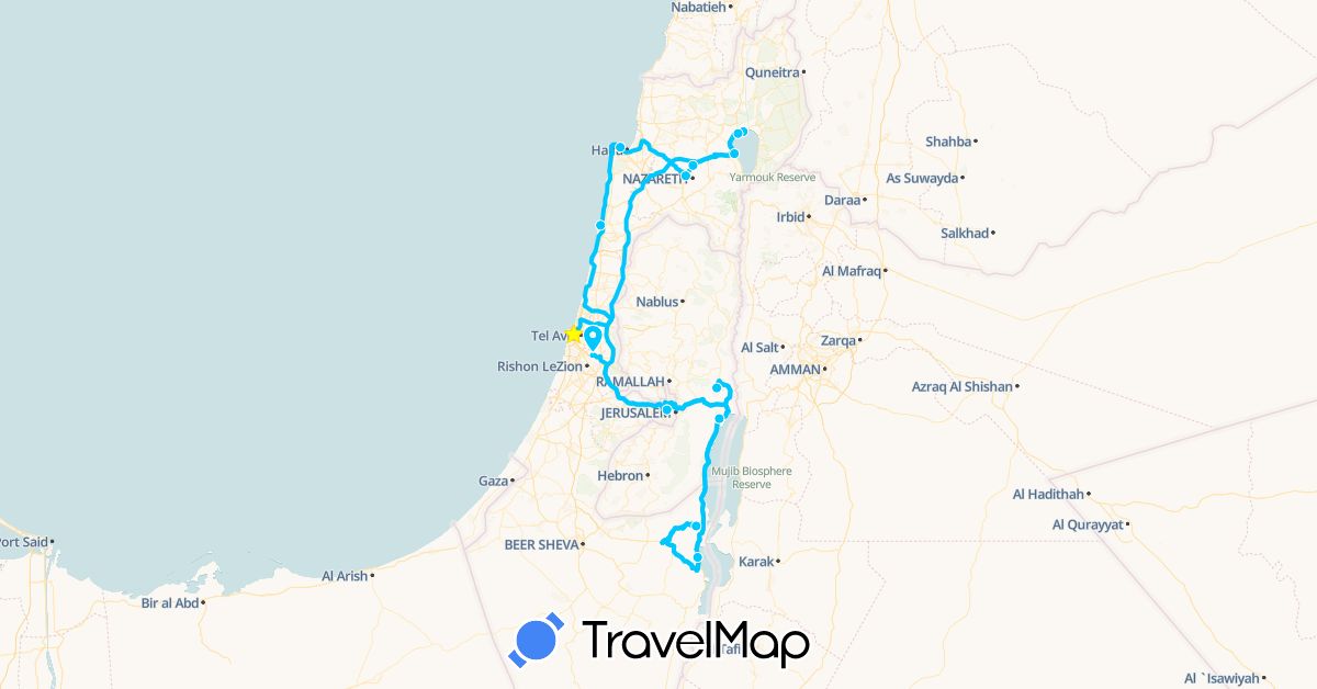 TravelMap itinerary: driving, roadtrip in Israel, Palestinian Territories (Asia)