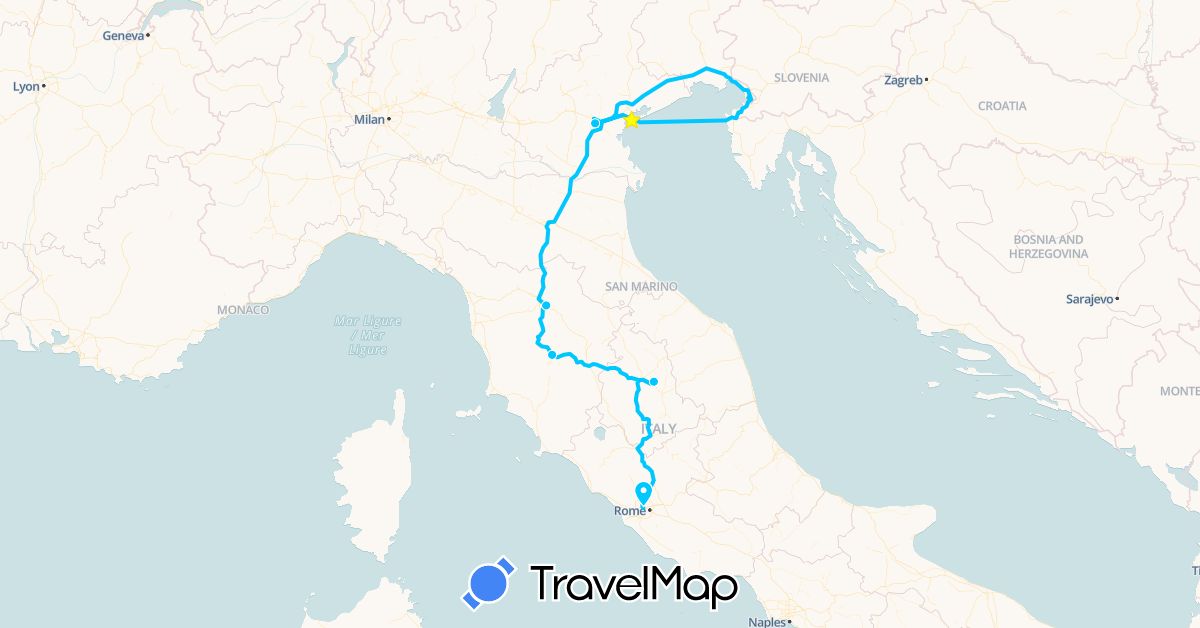 TravelMap itinerary: driving, roadtrip in Italy (Europe)