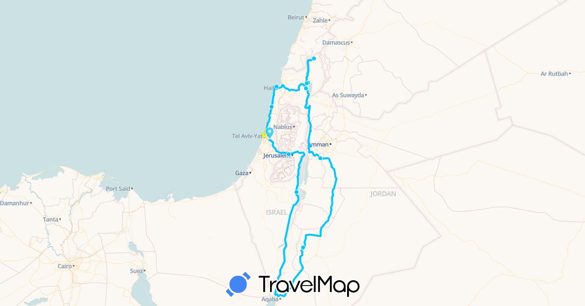 TravelMap itinerary: driving, roadtrip in Israel, Jordan (Asia)