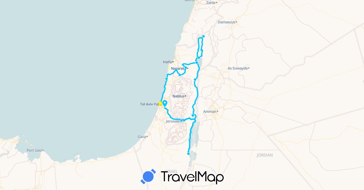 TravelMap itinerary: driving, roadtrip in Israel, Palestinian Territories (Asia)